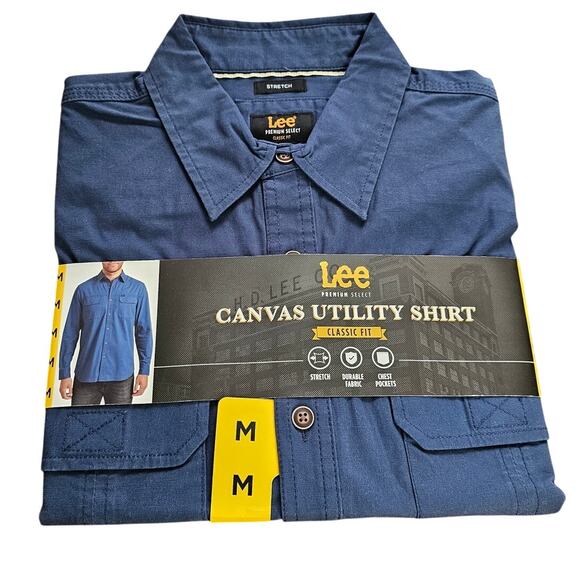 Lee Premium Select Men's Stretch Canvas Utility Long Sleeve Button Down Shirt M - Picture 5 of 6